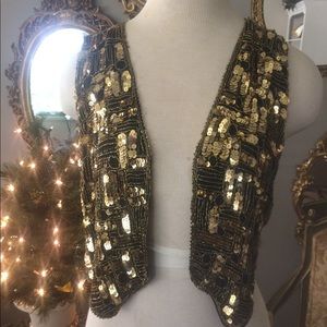 Vintage sequins gold vest